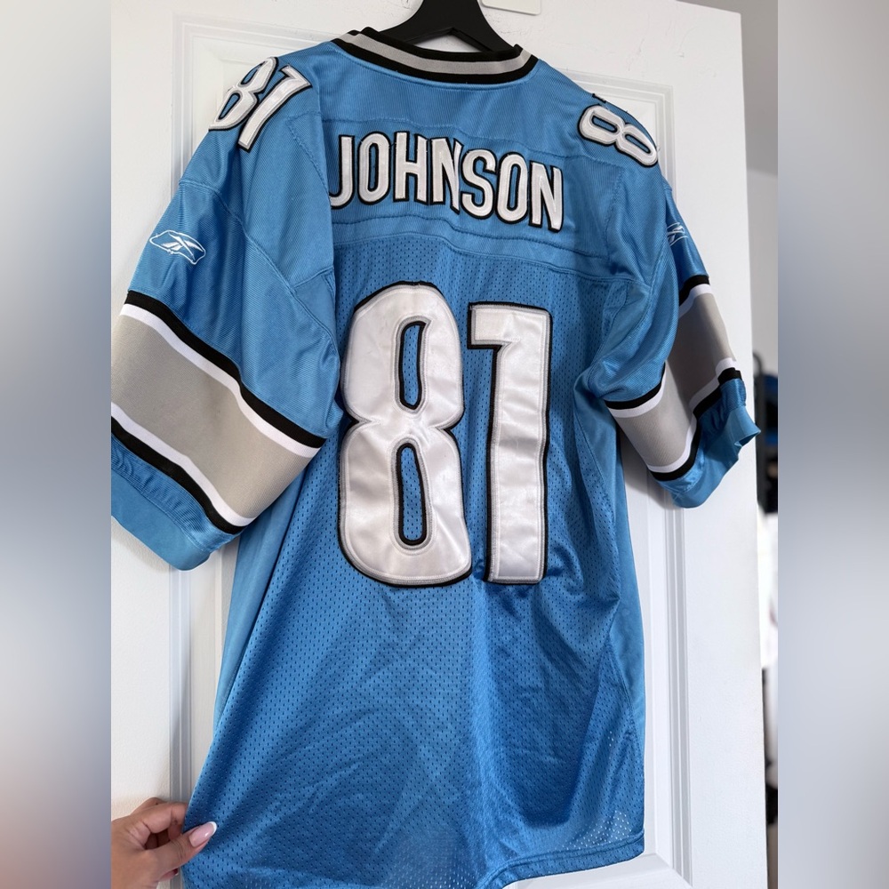 Reebok Blue and Silver Football Jersey